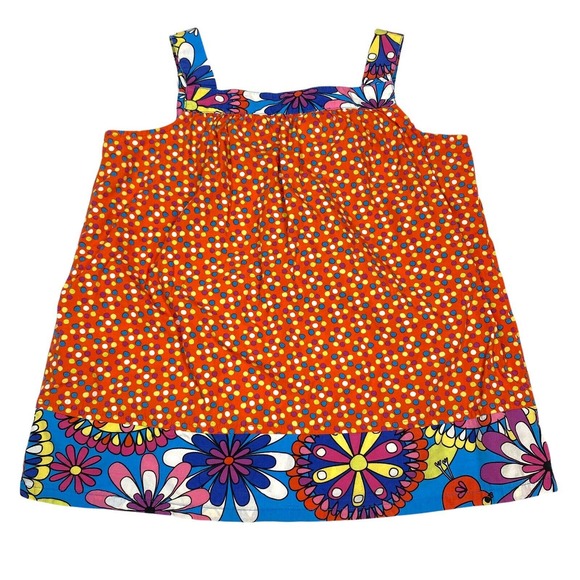 Hanna Andersson Other - Hanna Andersson Blouse Girls Size 10 140 Red Polka Dot Blue Floral Mixed Pattern